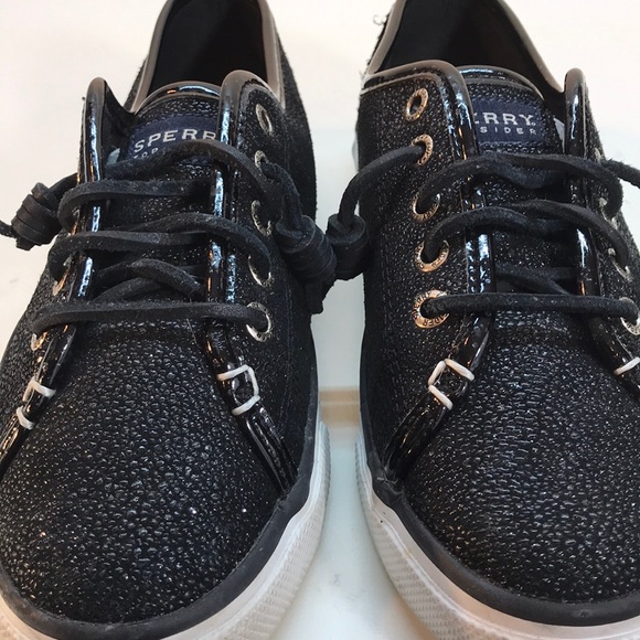 Sperry Top-Sider Black Texture Leather SlipOns - Picture 6 of 8